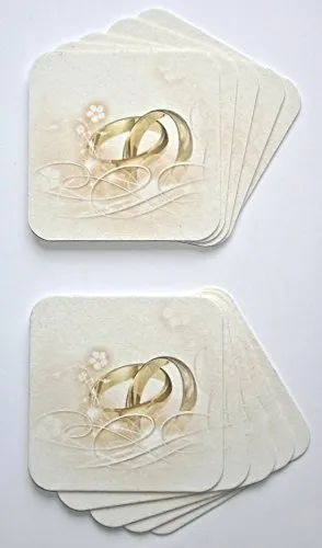 Stück Bierdeckel Hochzeit, Glasuntersetzer, Gastronomie Deckel Getränke, Gläserdeckel, Getränkeuntersetzer, Bierfilze aus Pappe mit Ringe-Motiv 25