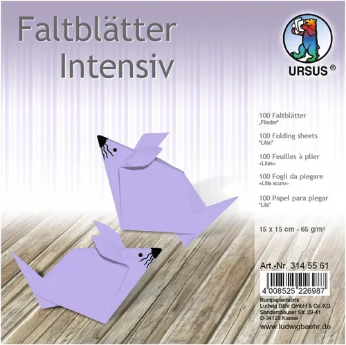 100x URSUS Faltblatt Papier Faltblätter Universal FLIEDER LILA 15cm durchgefärbt