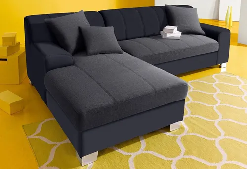 DOMO collection Ecksofa Turah incl. Zierkissen, moderne Steppung, auch in Leder, mit Bettfunktion, Schlafsofa, B/T: 239/152 cm, Unser Dauertiefpreis