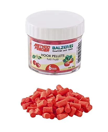 Balzer Method Feeder Haken Pellets 6mm rot-Tutti Frutti 60g