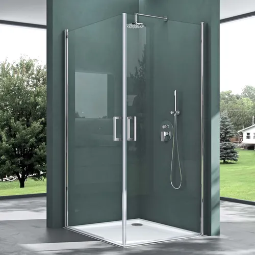 Mai & Mai Duschkabine 90x90 mit Hebe-Senk Mechanismus - Duschkabine 90x90 cm mit 6mm ESG-Sicherheitsglas und Lotus-Effekt, ideal für ein modernes Bad. Faltbare Türen und barrierefreie Montage bieten Flexibilität und Komfort.