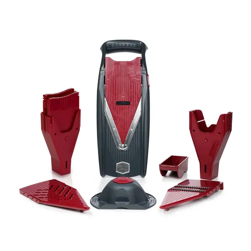 Borner Vital Slicer mit Dressing-Dispenser und Docking-Station - Praktischer Obst- und Gemüseschneider mit Edelstahlklingen. Ideal für die einfache Zubereitung von frischen Salaten. 5 Jahre Garantie für langlebige Qualität! Perfekt für die moderne Küche!  