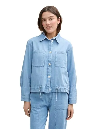 TOM TAILOR Denim Jeansjacke mit Brusttaschen, Gr. XL (42) - Funktionsjacken für modebewusste Frauen. Strapazierfähige Jeansjacke mit praktischen Brusttaschen und lässigem Kentkragen – ideal für den Alltag und Ausflüge.