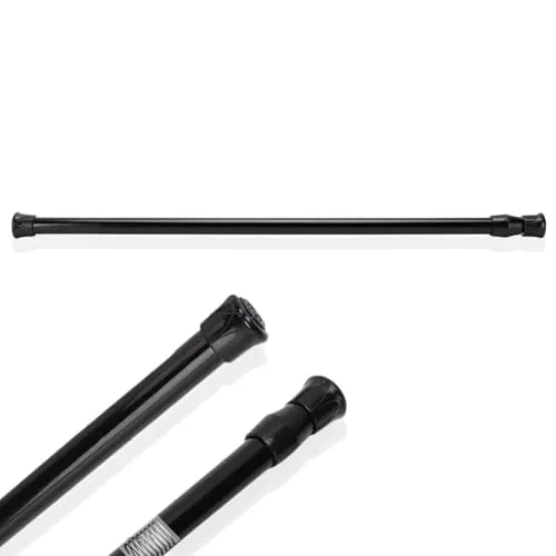 Tissting 25-40cm Teleskopstange Vorhangstange, Vorhangstange ohne Bohren Schwarz Klemm Gardinenstange Duschvorhang Stangen Telescopic Wardrobe Tail Tension Rod