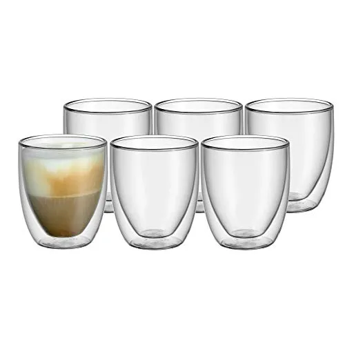 WMF Gläser-Set Kult Coffee, doppelwandige Thermogläser - Gläser-Set für Heiß- und Kaltgetränke, doppelwandige Ausführung für optimale Temperaturisolierung und komfortable Nutzung ohne Verbrennungsgefahr.