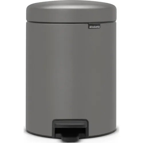 Brabantia Newicon Pedaalemmer 5l Mineral Concrete Grey - Mülleimer mit Soft-Close-Funktion, geruchsdichtem Deckel und herausnehmbarem Inneneinsatz, ideal für kleine Räume und umweltfreundlich durch Unterstützung von The Ocean Cleanup.