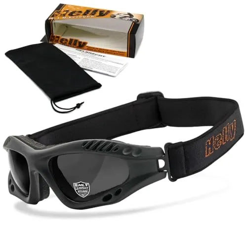 Helly - No.1 Bikereyes Motorradbrille hellrider - Brillen für Biker mit anpassungsfähiger Fassung und perfekter Winddichtigkeit. Inklusive kostenloses Microfaser Etui und hochwertiger HLT® Kunststoffgläser für optimalen Schutz.