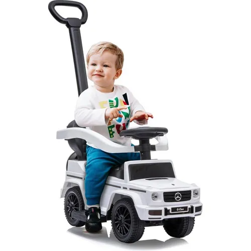 Jamara Rutscher Mercedes-Benz G 350 d weiß 3in1 Auto - Spaß für kleine Abenteurer - Kinderfahrzeuge: 3in1 Rutschauto mit Schiebestange für sicheres Fahren und Spielen, ideal für die ersten Schritte.