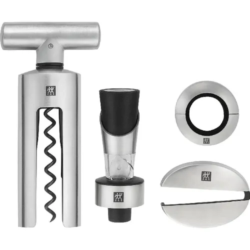 ZWILLING Sommelier Set - 4-teiliges Weinset für Genießer - Küchengeräte und Zubehör – Hochwertiges Sommelier Set mit Korkenzieher, Tropfring, Folienschneider und Pourer für ein perfektes Weinerlebnis.