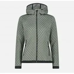 CMP Knit Tech Damen Fleece Jacke mit Kapuze, Mineral-Bianco, Größe 50 - Funktionsjacke aus warmem Knit-Tech Fleece, ideal für jeden Anlass – als leichte Jacke oder wärmende Zwischenschicht. Mit Reißverschluss und praktischen Seitentaschen.