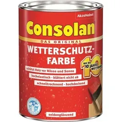 Consolan Wetterschutzfarbe 2,5 L schwarz - Hochwertige Holzschutzfarbe für außen, bietet langanhaltenden Schutz vor Witterungseinflüssen und UV-Strahlen.