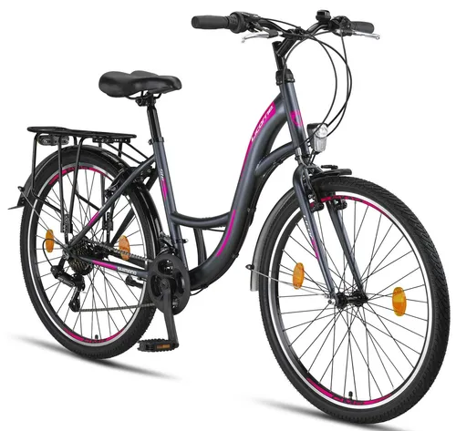 Licorne Bike Cityrad Stella Premium - Anthrazit, 20-28 Zoll - Hochwertiges City Bike in Anthrazit, ideal für den urbanen Alltag, mit robustem Rahmen und zulässigem Gesamtgewicht von 95 kg.