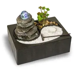 Feng Shui Zimmerbrunnen mit LED-Beleuchtung - Sonstige Dekoartikel – Dieser elegante Tischbrunnen mit Yin Yang Symbol fördert Entspannung und verbessert das Raumklima durch natürliche Luftbefeuchtung.