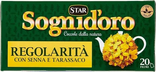 STAR Sogni d'oro Tisana Regolarità - Kräutertee mit Senna und Löwenzahn - Kräutertee zur Unterstützung der Verdauung, 20 praktische Filterbeutel für eine einfache Zubereitung, hergestellt in Italien.