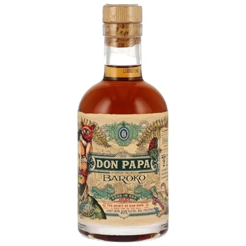 Don Papa Baroko Mini | Premium Rum mit exotischem Geschmack | 200ML - Dieser exquisite Rum reift in Ex-Bourbonfässern und vereint Aromen von Zitrusfrüchten und Vanille. Ideal für Cocktails oder purer Genuss. Ein Muss für Rum-Liebhaber!