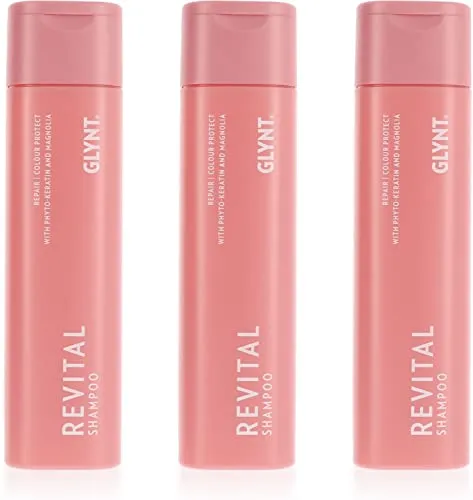 GLYNT Revital Shampoo Set für coloriertes Haar - 3 x 250 ml - Shampoos für coloriertes Haar, schützt die Farbe und verleiht Glanz. Mit Extrakten aus der indischen Kassie-Pflanze für geschmeidiges, gesund aussehendes Haar.