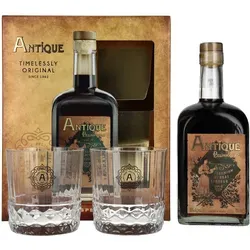 Badel Antique Pelinkovac Premium Kräuterlikör 35% Vol. 0,7l in Geschenkbox mit 2 Gläsern - Exklusiver Kräuterlikör aus Kroatien, handwerklich hergestellt und in limitierter Auflage. Ideal als Geschenk für Genießer, inklusive zwei stilvollen Gläsern.