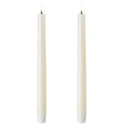 Uyuni LED Tafelkerze 25cm Ivory 2 Stück - Kerzen mit echter Wachsoberfläche und 3D-Flamme, für ein realistisches Flackern und rauchfreies Licht, ideal für stimmungsvolle Dekoration.