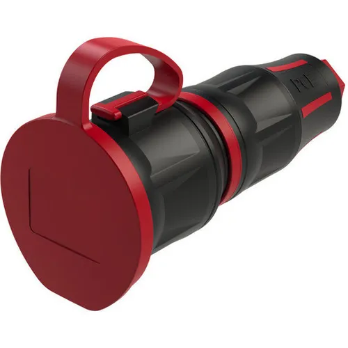 PCE 25711sr Vollgummi Kupplung mit Deckelband Schwarz/Rot  IP54 Top Taurus2