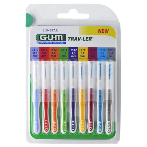 GUM Trav-Ler Interdentalbürsten Set 10er - Praktisches Interdentalbürsten-Set mit 10 Größen für eine gründliche Zahnreinigung und Pflege der Zahnzwischenräume.