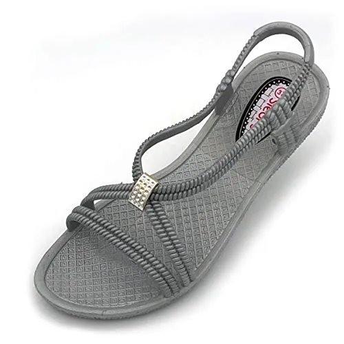 Sandalette SIEBI`S Gr. 42 - Bequeme Badesandale in Grau - Wanderschuhe mit raffinierten Zier-Applikationen und elastischen Bändchen für höchsten Komfort. Ideal für entspannte Tage am Wasser. Bitte eine Nummer größer bestellen.