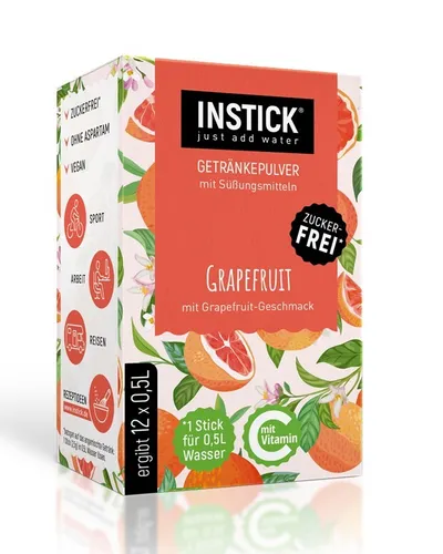 INSTICK Getränkepulver Grapefruit 12-er Packung (für 12 x 0,5 L)