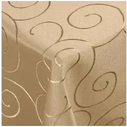DecoHomeTextil Heimtextilmanufaktur Tischdecke Kringel Circle Tafeldecke Ornamente Damast Tischdecke braun Eckig 110 x 110 cm