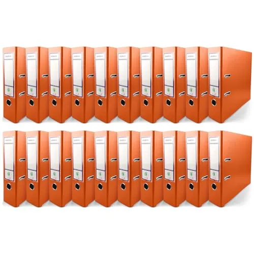 Netuno 20x Aktenordner DIN A4 Orange Ekobox 2-Ring-Mechanik 8cm Kunststoff Büroordner Ringmappe PP farbig breit