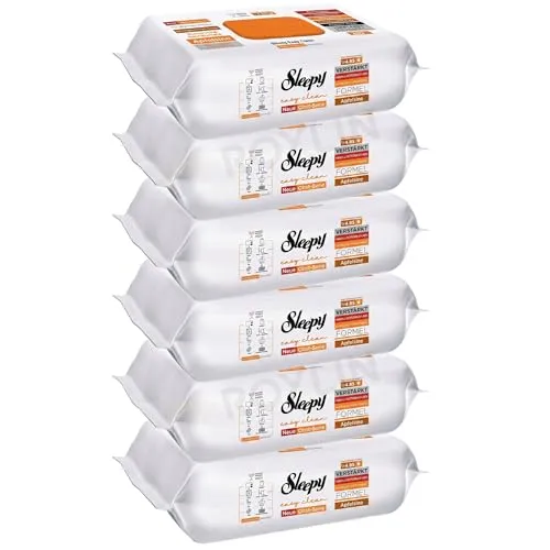 Sleepy Reinigungstücher 6x100 Stück (Orange) – Effektive Oberflächenreinigung - Entfernen Sie mühelos Schmutz von Glas, Stein und Holz. Diese praktischen Tücher garantieren streifenfreie Sauberkeit und trocknen schnell. Ideal für Haushalte mit Kindern oder Haustieren, hinterlassen sie einen angenehmen Duft.