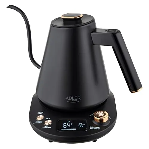 Adler AD 1349 Wasserkocher - 1L mit Temperatureinstellung und LED-Anzeige - Wasserkocher mit 1,0 L Kapazität, präziser Temperatureinstellung von 40°C bis 100°C und automatischer Abschaltung. Ideal für Teeliebhaber und sicheres Kochen.