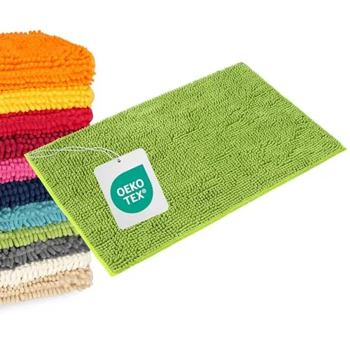 WohnDirect Badematte 50x80 cm in Grün – Saugstarker, weicher Hochflor Badezimmerteppich - Praktische Duschmatte in Standardmaß: 50 x 80 cm, ideal für Badewannen und Duschen. Sorgt für ein angenehmes Trittgefühl und nimmt Feuchtigkeit schnell auf. Pflegeleicht und maschinenwaschbar bei 30°C.