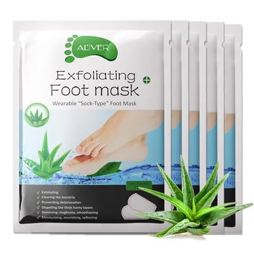 P-Beauty Fußmaske Aloe | Ecfolierendes Fußpeeling | Anti Hornhaut Socken | zur Entfernung von raue Haut, Hühneraugen & Risse | Intensive Fußpflege | für seidige Füße | 5 Paar