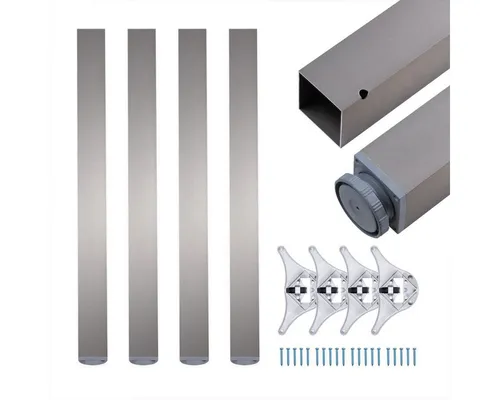 sossai® Tischbein Exklusiv - Höhenverstellbare Tischbeine im Edelstahl-Design - Tischbeine aus Aluminium, höhenverstellbar um +2cm, ideal für individuelle Tischgestaltungen. Leicht und stabil, perfekte Kombination für Ihren Traum-Tisch.