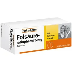 Folsäure Ratiopharm 5 mg Tabletten - Arzneimittel zur Bekämpfung von Folsäuremangel, ideal für Schwangere und Personen mit erhöhtem Folsäurebedarf, unterstützt die gesunde Zellteilung.