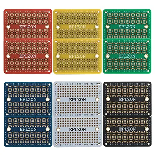 EPLZON Prototype Board Lötbares Breadboard Doppelseitig Leiterplatte PCB Circuit Board zum Schweißen von,DIY elektronische Artikel,Mehrfarbig(Packung mit 12 Stück)