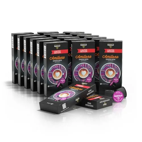 Martello Kaffeekapseln Limited Edition AMILANO – 200 Stück (20x10) Master Packung | UTZ-zertifiziert | Nachhaltig & Fair | Von Hand gepflückt | Kompatibel mit Martello-Kapselmaschinen