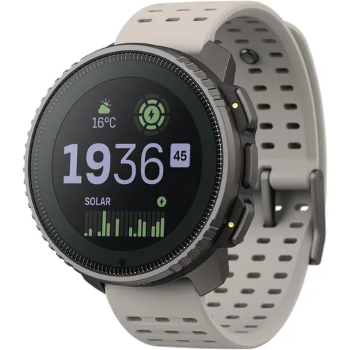 Suunto Vertical Titanium Solar Sand Uhr - Sportuhren mit Solarladung und über 90 Sportmodi, ideal für Outdoor-Abenteuer und langlebige Akkulaufzeit von bis zu 500 Stunden.