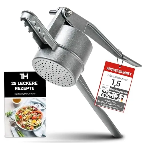 Thiru Spätzlepresse Kartoffelpresse mit Auflagerasten - Vielseitig für Spätzle, Kartoffeln und Saft, Made in Germany