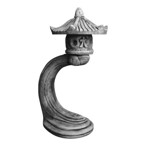 Japanische Rankei Steinlaterne - Gartendekor für Außenbereich - Gartenstatuen aus frostsicherem Steinguss, ideal für die Dekoration Ihres Gartens. Handgefertigt, 26 kg schwer und bis -30°C frostbeständig.