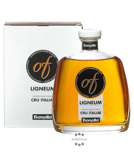 Bonollo of Ligneum Cru Italiae Grappa Invecchiata - Erleben Sie die exquisite Bonollo Grappa OF Ligneum Cru Italiae Invecchiata. Fein würzig und ausgewogen im Geschmack, ideal für Kenner und Genießer.