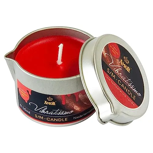Vibratissimo S/M Kerze Burning Red 50 ml | Niedertemperatur in rot | Hochwertiger Kerzenwachs geruchlos | Tropfkerze Für Erotik Spiele | romantische Massagekerze Für Paare