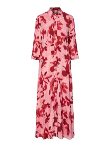 Yassavanna Long Shirt Dress S. Noos - Stilvolles, langes Hemdkleid für Erwachsene, locker geschnitten mit Taillennähten und modischem Allover-Print. Ideal für lässige Anlässe und angenehm zu tragen.