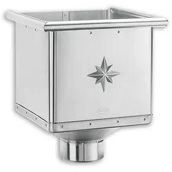 Wasserfangkasten Grömo kubisch, Zink - Ø 87mm, 240mm breit - Sanitärinstallation, robuster Wasserfangkasten aus Zink für effektive Regenwasserableitung und verschiedene Größen verfügbar.
