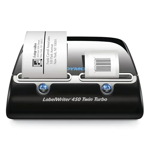 DYMO LabelWriter 450 Twin Turbo Etikettendrucker | für bis zu 71 Etiketten/Minute | Dual-Etiketten 300 dpi. Thermodirekt Etikettiergerät | USB | für LW Etiketten bis 60mm Breite