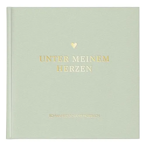 MINTKIND® Schwangerschaftstagebuch Salbei Leinen – Erinnerungsbuch für werdende Mütter - Baby-Tagebücher: Halte deine Schwangerschaft mit 112 Seiten und einem Sticker Set fest – das perfekte Geschenk für werdende Mamas!