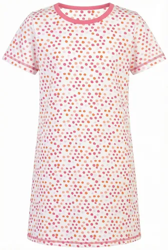 Mädchen Sleepshirt Nachthemd COMTESSA Kurzarm 100% Baumwolle Dots pink Gr.140
