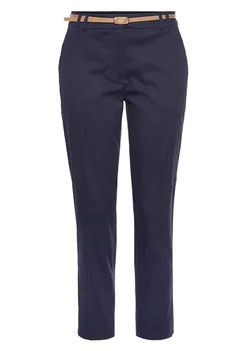 Chinohose VIVANCE für Damen, Gr. 36, marine - Stoffhosen in klassischer Basic-Form mit figurumspielendem Schnitt. Ideal für den Business-Look, inklusive einem modischen Lederimitat-Gürtel.