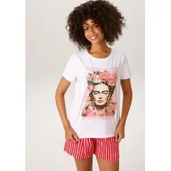Aniston CASUAL T-Shirt mit goldfarbenem Foliendruck verzierter Frontprint braun|goldfarben|grün|orange|schwarz|weiß 38 EU