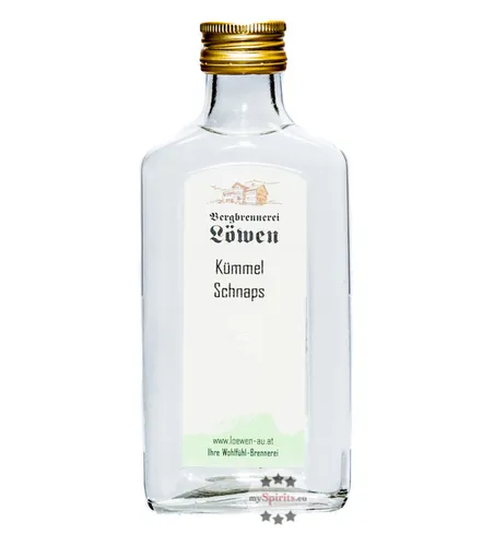 Löwen Kümmel Schnaps 200ml - Entdecken Sie den aromatischen Kümmelschnaps in handlicher Flachmann-Flasche. Ideal für gesellige Abende oder als besonderes Geschenk. Jetzt bei mySpirits bestellen!