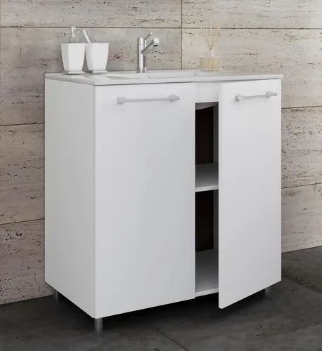 VCM my bath Badmöbel-Set Gilos 914862 - Sonstige Badezimmermöbel mit elegantem Design, inklusive pflegeleichtem Waschbecken und viel Stauraum für Ihre Badutensilien.
